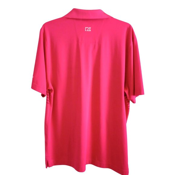 Mens Golf Polo Shirt The Players Size L Cutter & Buck Pink CB DryTec - Picture 4 of 6